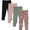 BTween Kids Girls Fall Fashion Stretch Leggings Comfortable Bottoms Set 4 Pack Bundle(Rose)