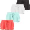 Girls 4 Pack Butterfly Shorts Lightweight Flowing Athletic Shorts with Elastic Waist Drawstring Sizes 4-16(Basc1)