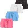 Girls 4 Pack Butterfly Shorts Lightweight Flowing Athletic Shorts with Elastic Waist Drawstring Sizes 4-16(Basic)