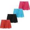 Girls 4 Pack Butterfly Shorts Lightweight Flowing Athletic Shorts with Elastic Waist Drawstring Sizes 4-16(Coral)