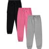 Girls Cotton Blend Jogger Pants Set Comfortable, Stylish, and Durable Pack of 3 with Drawstring(Rose)