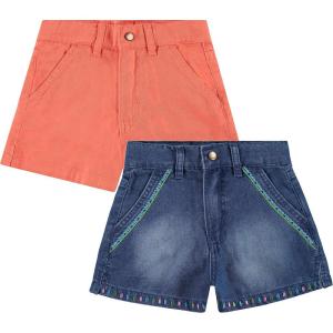 BTween 2 Pack Lightweight Denim Shorts for Girls Cotton Blend Sizes 4-16 Perfect for Comfort, Style, and Summer Fun!(Coral)