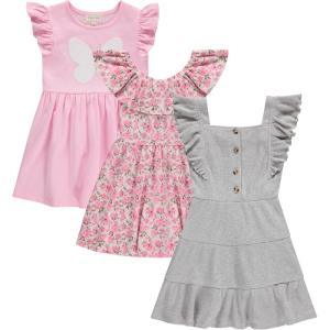 BTween 3 Piece Girls Summer Dress Set Short Sleeve Casual Skater Dresses(Hgrey)