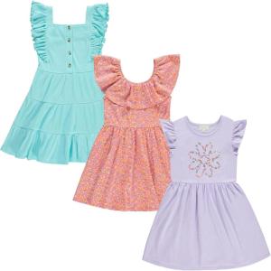 BTween 3 Piece Girls Summer Dress Set Short Sleeve Casual Skater Dresses(Shell)