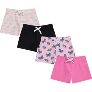 BTween 4 Pack Girls Shorts, Cotton French Terry Shorts for Girls, Kids Summer Clothing(Straw)