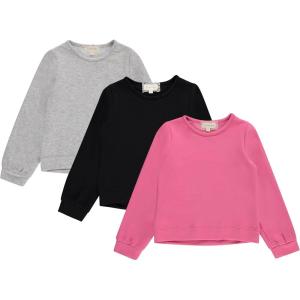 BTween Girls 3 Piece CrewithNeck Fleece Sweatshirt Set Long Sleeve Cotton Blend Pullover, Soft and Comfortable, Sizes 4-12(Basic)