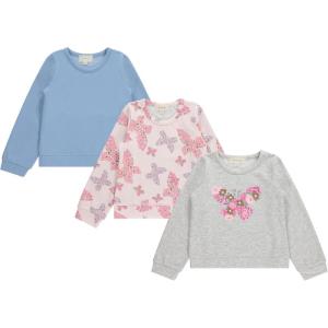 BTween Girls 3 Piece CrewithNeck Fleece Sweatshirt Set Long Sleeve Cotton Blend Pullover, Soft and Comfortable, Sizes 4-12(Butfl)