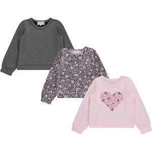 BTween Girls 3 Piece CrewithNeck Fleece Sweatshirt Set Long Sleeve Cotton Blend Pullover, Soft and Comfortable, Sizes 4-12(Charc)