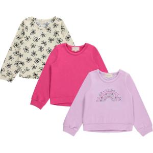 BTween Girls 3 Piece CrewithNeck Fleece Sweatshirt Set Long Sleeve Cotton Blend Pullover, Soft and Comfortable, Sizes 4-12(Daisy)