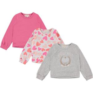 BTween Girls 3 Piece CrewithNeck Fleece Sweatshirt Set Long Sleeve Cotton Blend Pullover, Soft and Comfortable, Sizes 4-12(Heart)