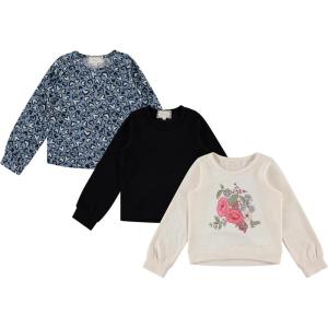 BTween Girls 3 Piece CrewithNeck Fleece Sweatshirt Set Long Sleeve Cotton Blend Pullover, Soft and Comfortable, Sizes 4-12(Jetbk)