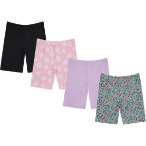 BTween Girls 4 Pack Athletic Bike Shorts, Fashion Short, Workout Clothes for Girls(Gardn)