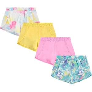 BTween Girls 4-Piece Summer Shorts | Performance Dolphin Shorts | Sports Running Shorts for Kids – Assorted Colors(Gold)