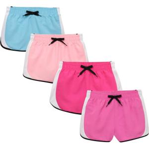 BTween Girls 4-Piece Summer Shorts | Performance Dolphin Shorts | Sports Running Shorts for Kids – Assorted Colors(Multi)