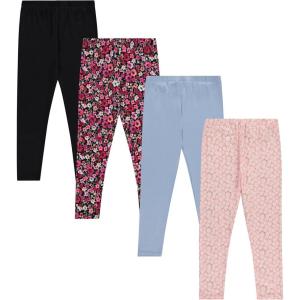 BTween Kids Girls Fall Fashion Stretch Leggings Comfortable Bottoms Set 4 Pack Bundle(Chamb)