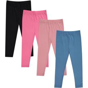 BTween Kids Girls Fall Fashion Stretch Leggings Comfortable Bottoms Set 4 Pack Bundle(Jetbk)