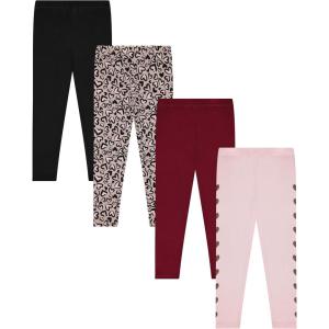 BTween Kids Girls Fall Fashion Stretch Leggings Comfortable Bottoms Set 4 Pack Bundle(Leopd)