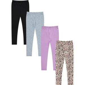 BTween Kids Girls Fall Fashion Stretch Leggings Comfortable Bottoms Set 4 Pack Bundle(Lilac)