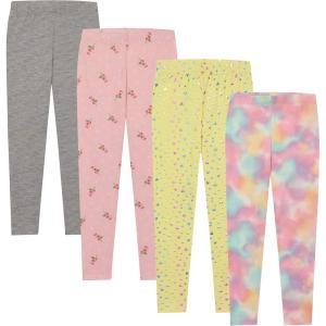 BTween Kids Girls Fall Fashion Stretch Leggings Comfortable Bottoms Set 4 Pack Bundle(Pnkfl)
