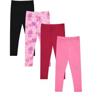 BTween Kids Girls Fall Fashion Stretch Leggings Comfortable Bottoms Set 4 Pack Bundle(Sangr)