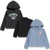 BTween Girls Hoodie Sweatshirt Set Soft, Cozy, and Versatile Pack of 3 with Full and Half Zips(Jetbk)