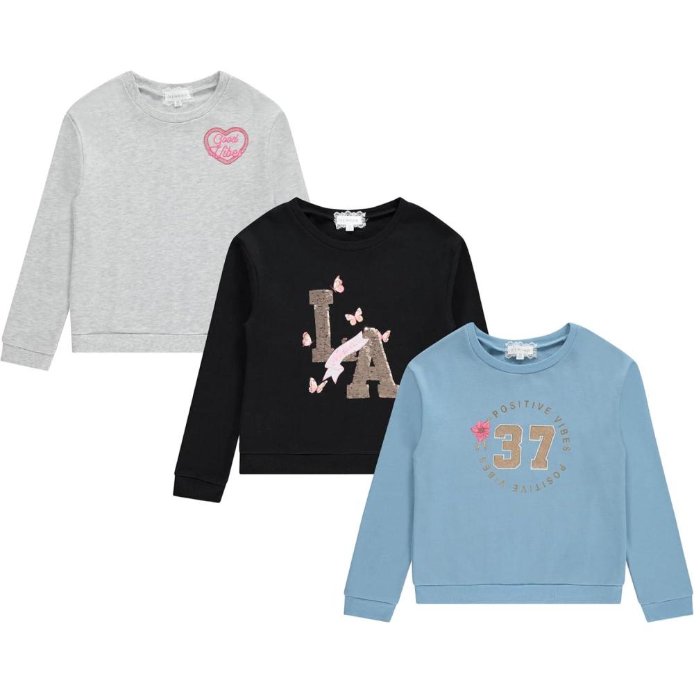 image:imageBTween Girls Cozy Cotton Blend Sweatshirt Set 3 Pack of Trendy Sweatshirts for Kids Sizes 412Lake