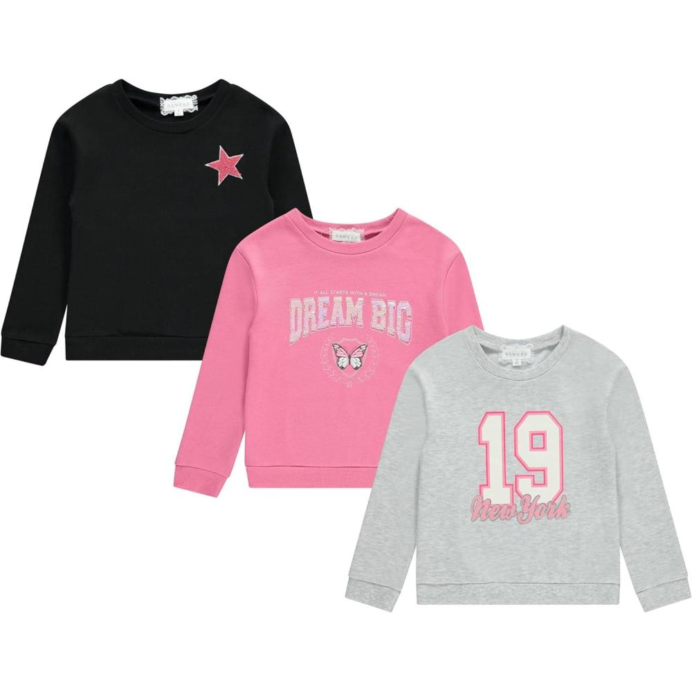 image:imageBTween Girls Cozy Cotton Blend Sweatshirt Set 3 Pack of Trendy Sweatshirts for Kids Sizes 412Rose