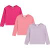 BTween Girls Cozy Cotton Blend Sweatshirt Set, 3 Pack of Trendy Sweatshirts for Kids, Sizes 4-12(Pink)