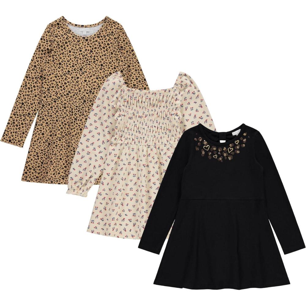 image:imageBTween Girls Long Sleeve Dresses 3 Pack Soft Cotton Casual Dresses for KidsBlack