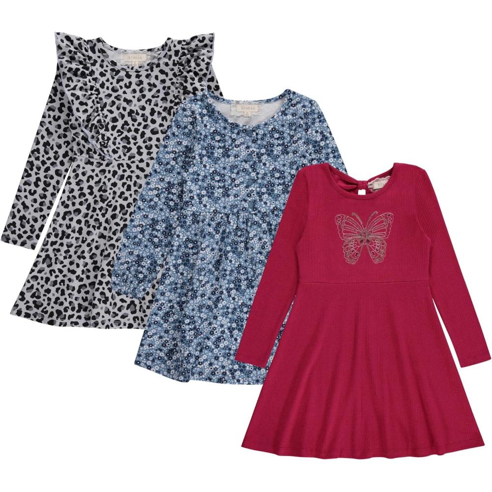 image:imageBTween Girls Long Sleeve Dresses 3 Pack Soft Cotton Casual Dresses for KidsCeris