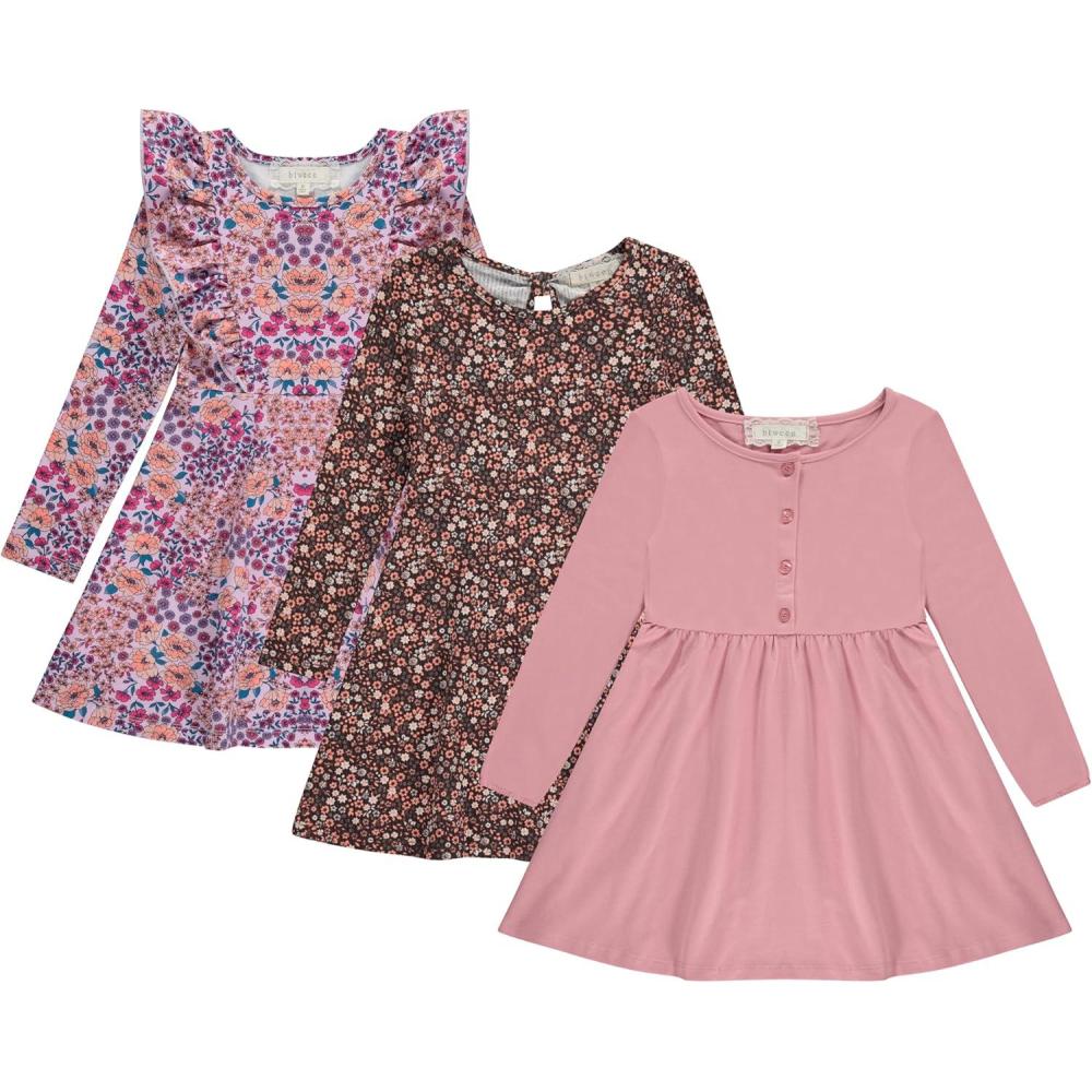 image:imageBTween Girls Long Sleeve Dresses 3 Pack Soft Cotton Casual Dresses for KidsRose