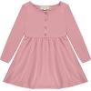 BTween Girls Long Sleeve Dresses, 3 Pack Soft Cotton Casual Dresses for Kids(Rose)