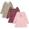 BTween Girls Long Sleeve Dresses, 3 Pack Soft Cotton Casual Dresses for Kids(Blush)