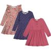 BTween Girls Long Sleeve Dresses, 3 Pack Soft Cotton Casual Dresses for Kids(Mauve)