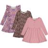 BTween Girls Long Sleeve Dresses, 3 Pack Soft Cotton Casual Dresses for Kids(Rose)