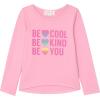 Girls Long Sleeve Fall Graphic Tops, School Sports Tees, 4 Pack Multiple Pattern Tshirts(Pink)