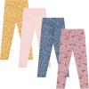 BTween Kids Girls Fall Fashion Stretch Leggings Comfortable Bottoms Set 4 Pack Bundle(Flora)