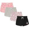 BTween Girls 4 Piece Active Performance Dolphin Shorts with Faux Drawstring, Sports Running Shorts for Kids(Pnkfl)