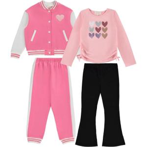 Girls Activewear Set Stylish, Comfortable Bomber jacket Pack of 4 with Jackets and Pants(Coral)