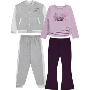 Girls Activewear Set Stylish, Comfortable Bomber jacket Pack of 4 with Jackets and Pants(Orchd)