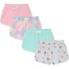 BTween Girls 4 Piece Active Performance Dolphin Shorts with Faux Drawstring, Sports Running Shorts for Kids(Pink-pink)