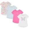 BTween Girls 4-Piece Summer Tops | Fashionable Short Sleeve T-Shirt | Casual Daily Shirt for Kids – Assorted Colors(Cloud)