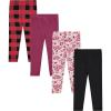 Girls 4 Pack Fleece Lined Leggings Whimsical Wonderland of Styles in Sizes 4-16! Unicorns, Flowers Hearts Galore!(Black)