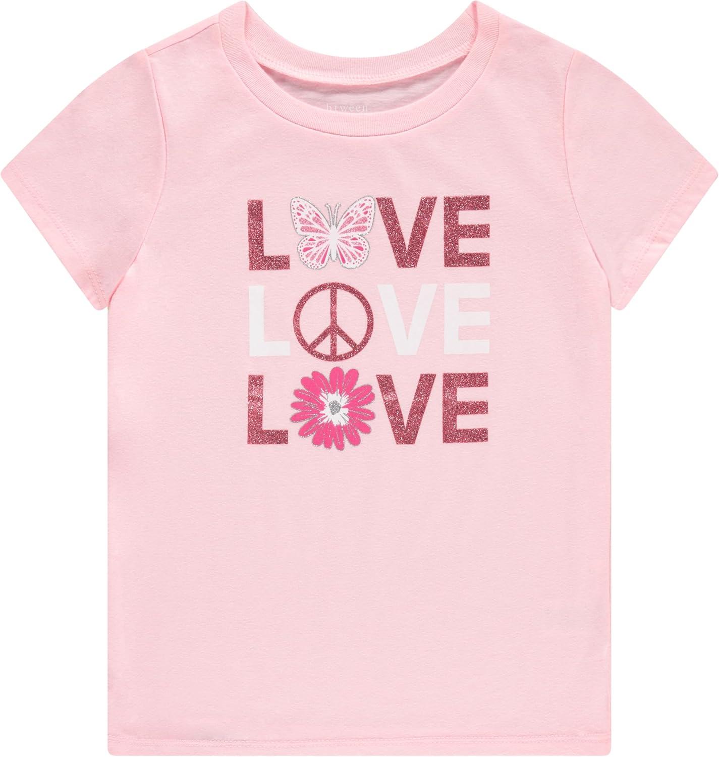 image:imageBTween Girls 4 Piece Tops Fashionable Short Sleeve TShirt Casual Daily Shirt for Kids Assorted ColorsBpink