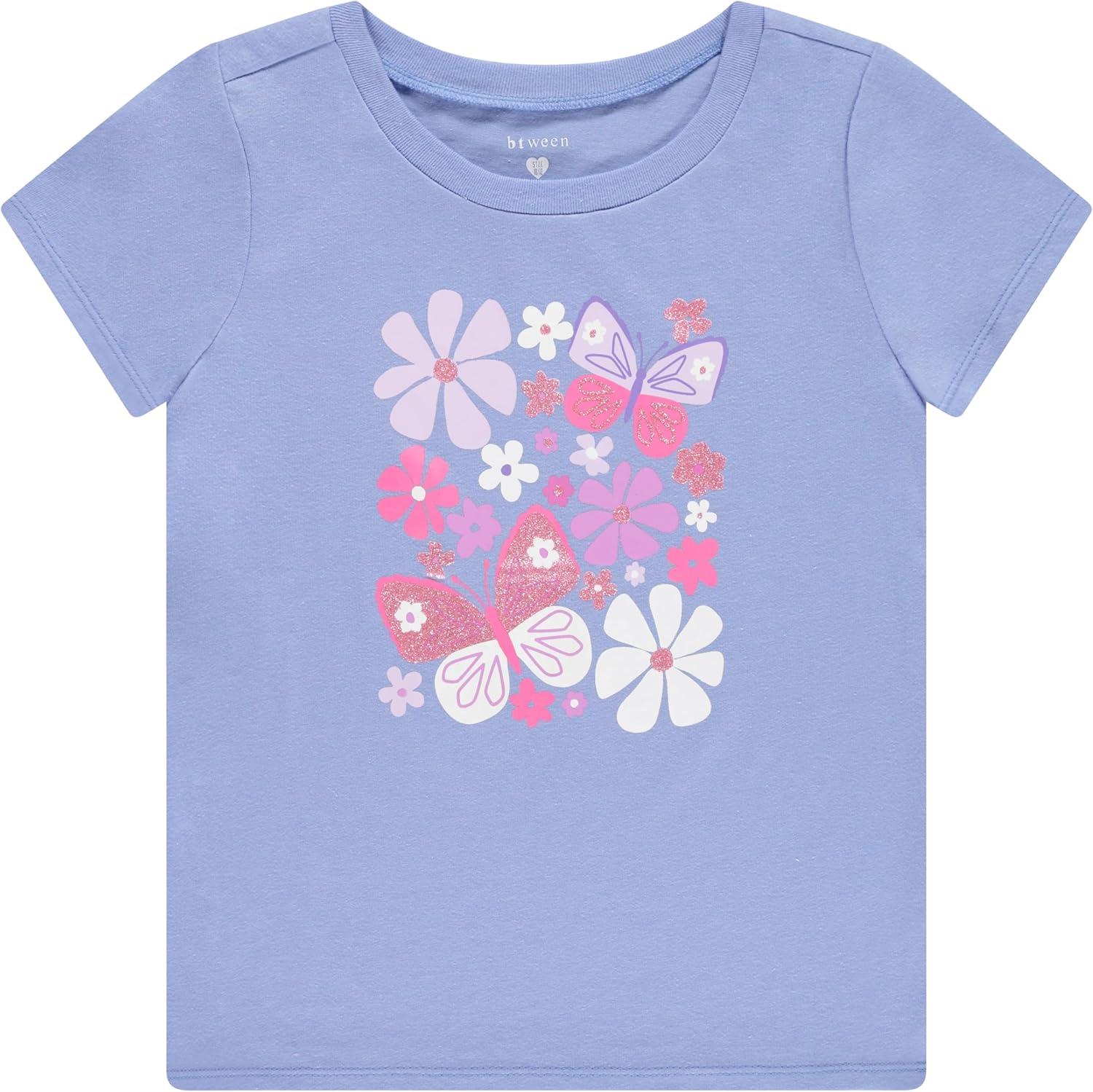 image:imageBTween Girls 4 Piece Tops Fashionable Short Sleeve TShirt Casual Daily Shirt for Kids Assorted ColorsBpink