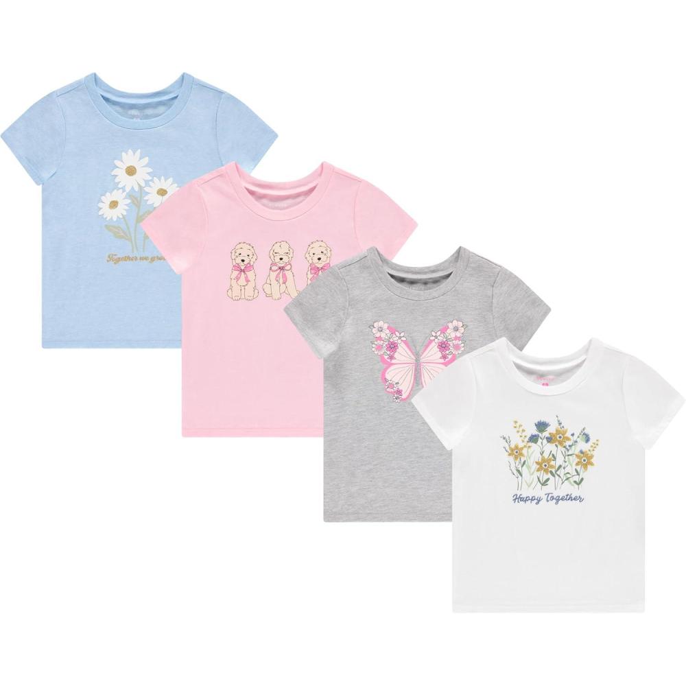 image:imageBTween Girls 4 Piece Tops Fashionable Short Sleeve TShirt Casual Daily Shirt for Kids Assorted ColorsFairy