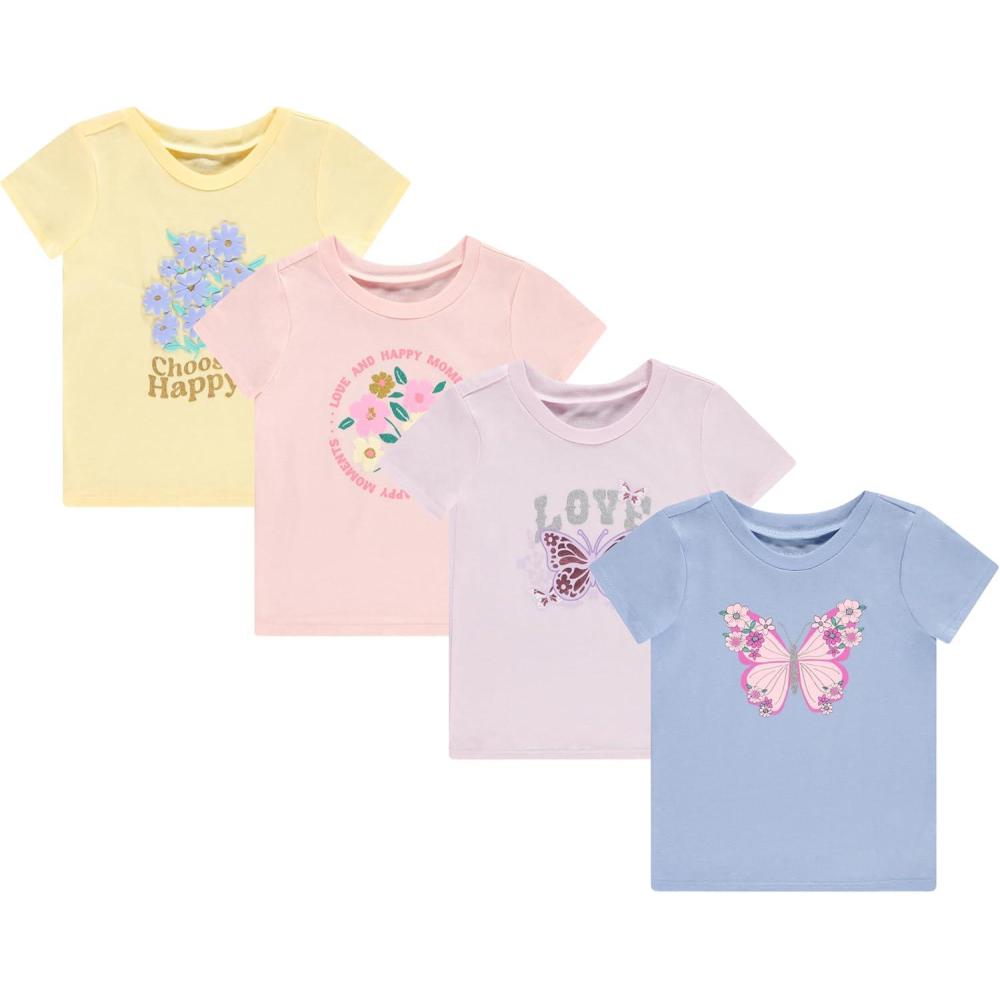 image:imageBTween Girls 4 Piece Tops Fashionable Short Sleeve TShirt Casual Daily Shirt for Kids Assorted ColorsSeren
