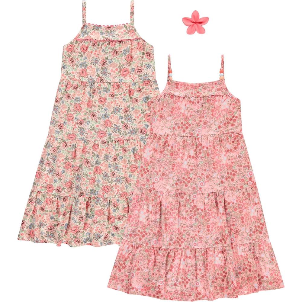 image:imageBTween Girls Maxi Dresses 2 Pack Sleeveless Floral Tiered Summer Dresses Lightweight Soft Fabric Casual SpringFlowr