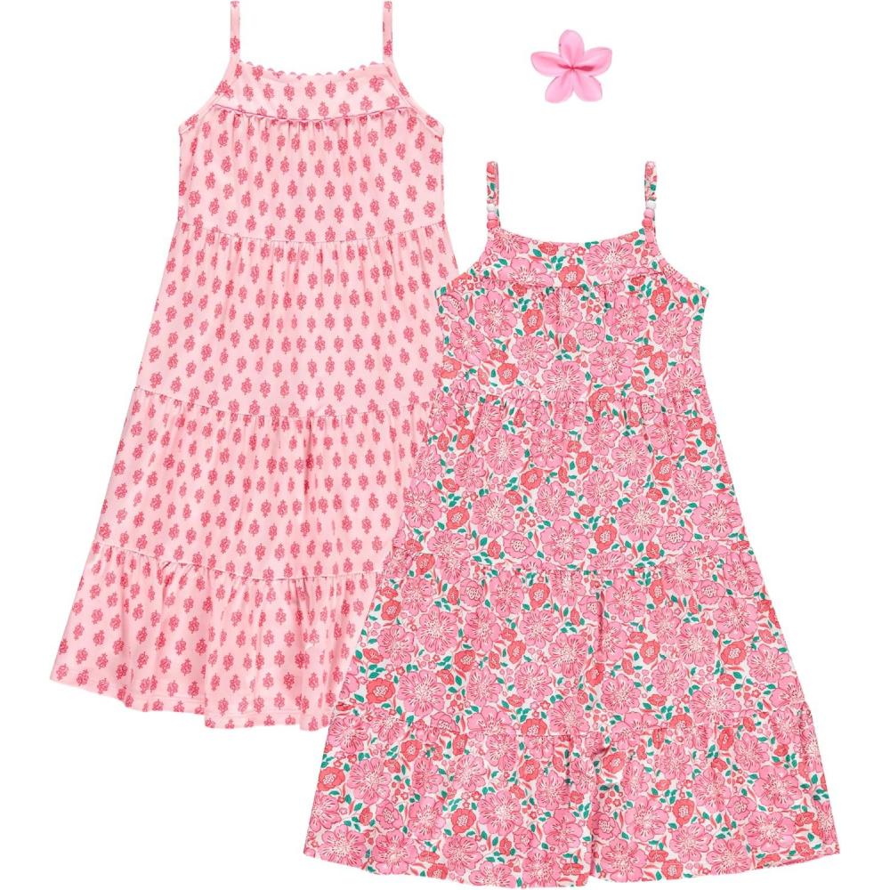 image:imageBTween Girls Maxi Dresses 2 Pack Sleeveless Floral Tiered Summer Dresses Lightweight Soft Fabric Casual SpringSunb
