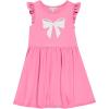 BTween Girls Dresses 3 Pack Short Sleeve Skater, Tiered & Ruffle Sleeve Dresses, Soft Brushed ITY Fabric(Pink)